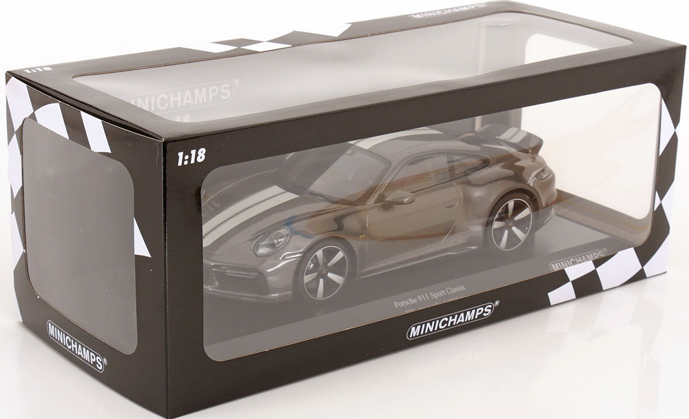 Minichamps 2022 Porsche 911 992 Sport Classic Grey w/ White Stripes 1:18 SEALED
