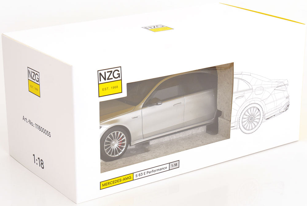 NZG Mercedes Benz S63 AMG E Performance Sedan (W223) Hightech Silver 1:18