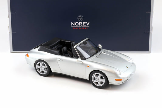Norev 1993 Porsche 911 993 Carrera Cabriolet (w/ Removable Top) Polar Silver 1:18