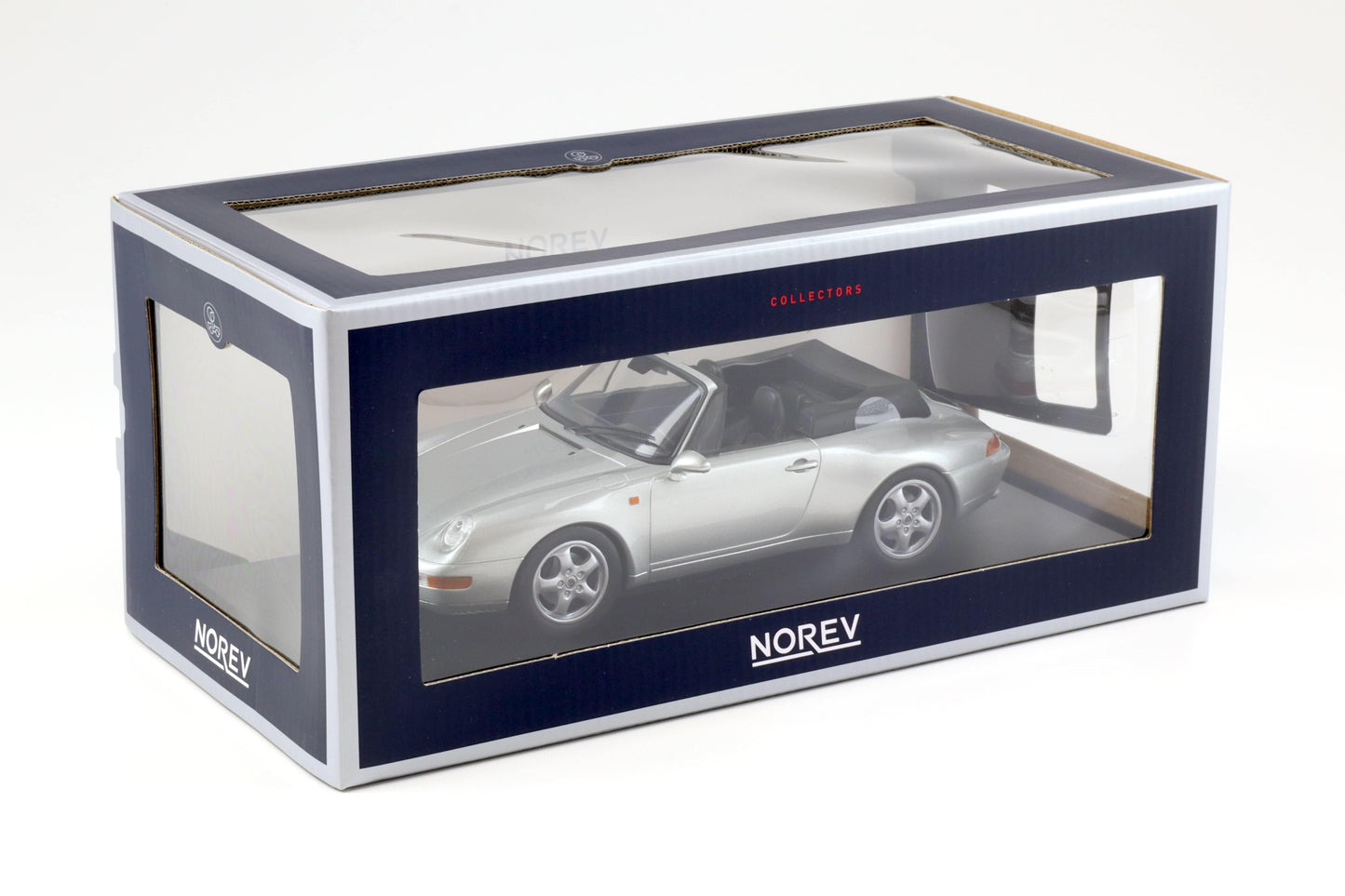 Norev 1993 Porsche 911 993 Carrera Cabriolet (w/ Removable Top) Polar Silver 1:18