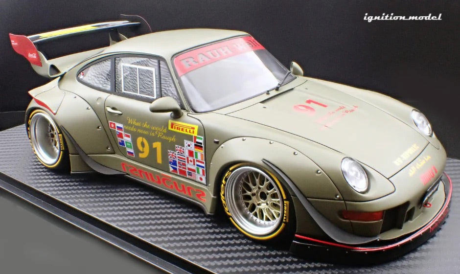 Ignition Model Porsche 993 RWB "Khaki" Matte Green 1:18