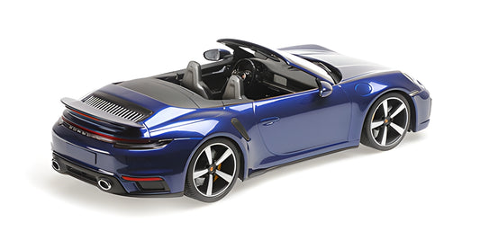 Minichamps 2020 Porsche 911 992.1 Turbo S Cabriolet Gentian Blue Metallic 1:18
