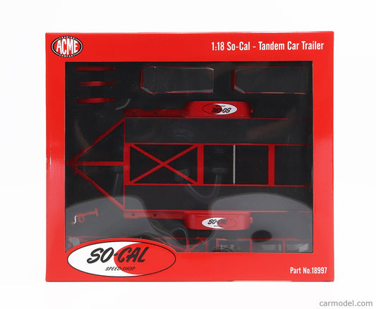 Acme Models - Accessories - Carrello Auto Transport Trailer So-Cal Red 1:18