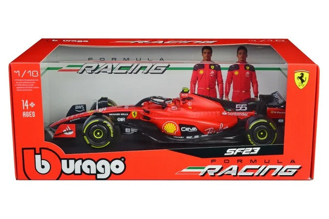 Bburago Ferrari F1 SF-23 Team Scuderia Ferrari HP #55 World Champion 2023 (Sainz) 1:18