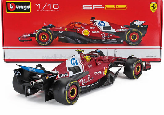 Bburago Ferrari F1 SF-25 Team Scuderia Ferrari HP #44 (Hamilton) Season 2025 Red 1:18