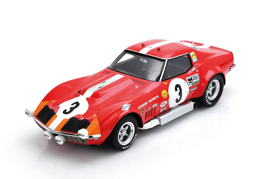 Spark Model Chevrolet Corvette C3 #3 1968 Le Mans 24hrs Red 1:18 WITH DISPLAY