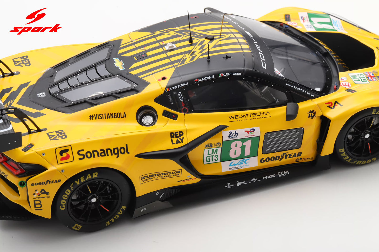 Spark Model Chevrolet Corvette C8 Z06 GT3.R #81 TF Sport 2025 IMSA Le Mans 24hrs 1:18 WITH DISPLAY