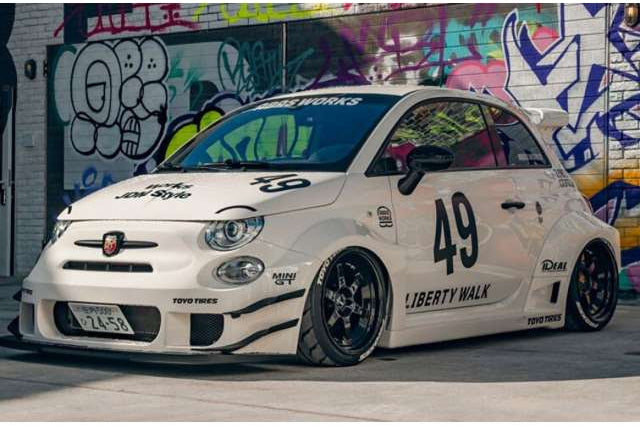 Solido 2025 Fiat 500 Abarth Liberty Walk #49 White 1:18