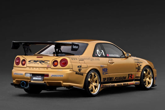 Ignition-Model Nissan Skyline GT-R R34 (BNR34) Top Secret Thailand 34GT-R Gold 1:18