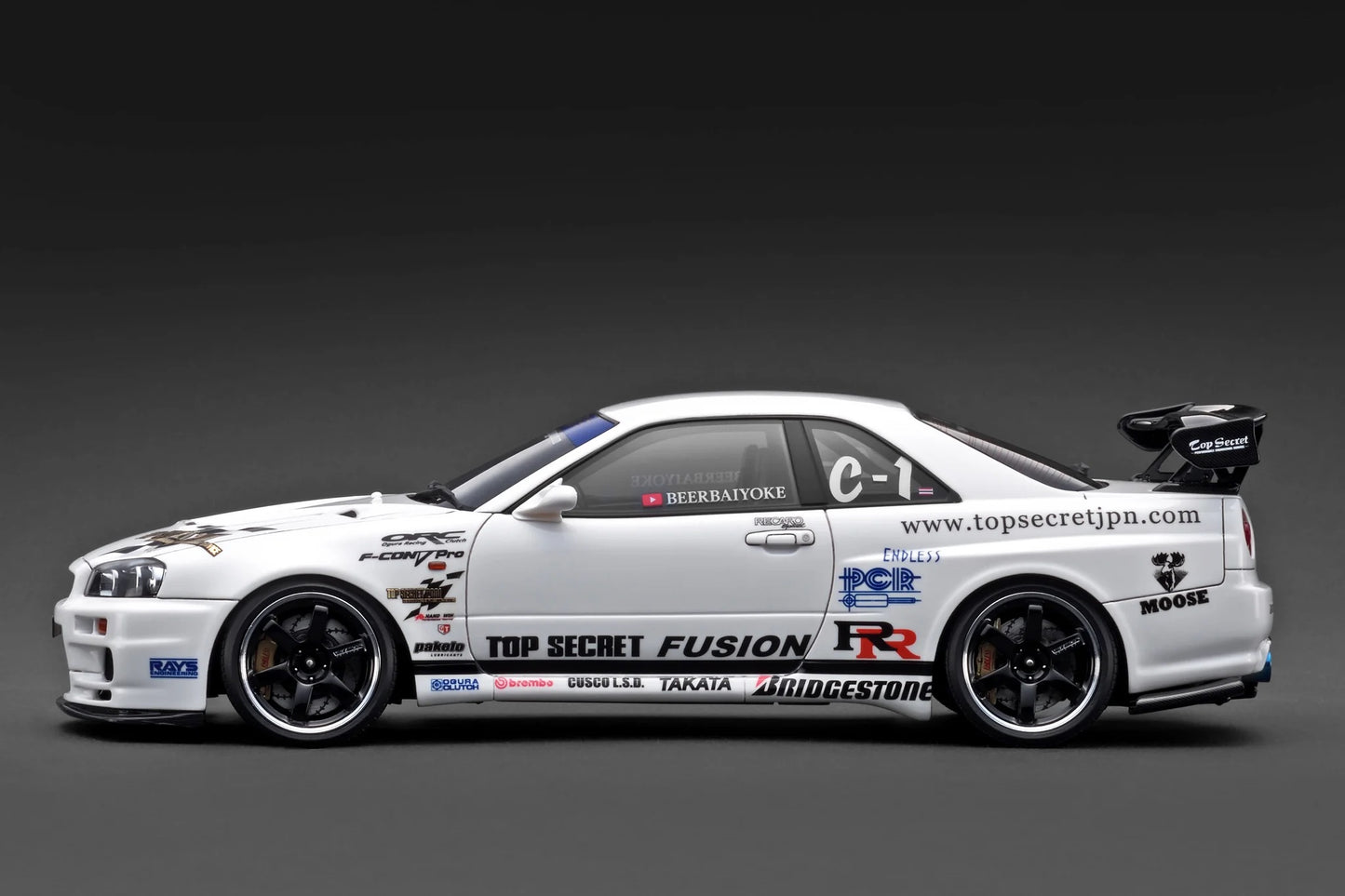 Ignition-Model Nissan Skyline GT-R R34 (BNR34) Top Secret Thailand 34GT-R White 1:18