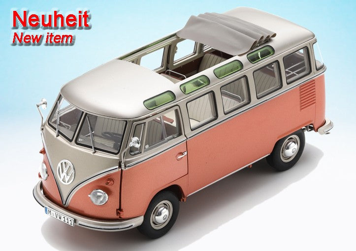 Schuco 1962 Volkswagen T1 Bulli Samba Bus Copper and Silver 1:18