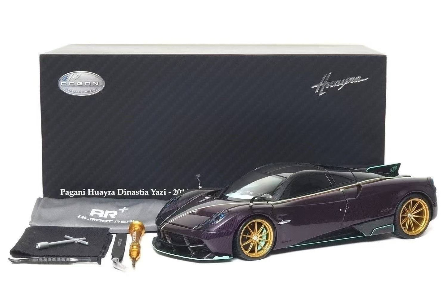 Almost-Real 2016 Pagani Huayra Dinastia Yazi Purple Carbon w/ Teal 1:18
