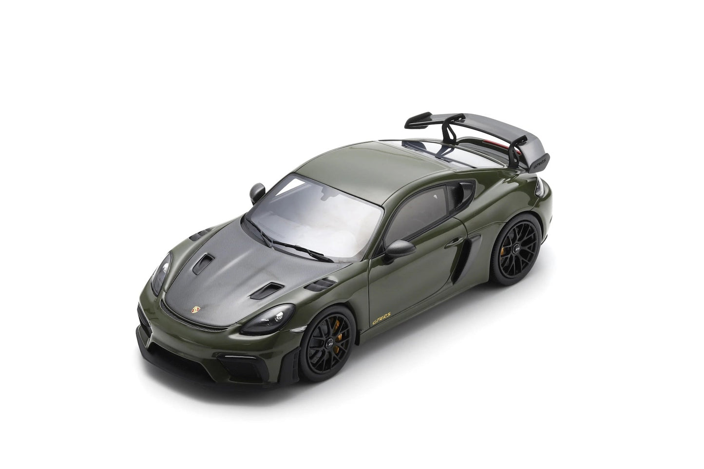 Spark-Model 2023 Porsche 718 Cayman GT4 RS w/ Weissach Package Nato Olive Green 1:18 WITH DISPLAY