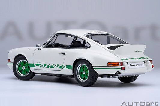 AUTOart Porsche 911 Carrera 2.7 RS Grand Prix White w/ Green Deco and Wheels 1:18