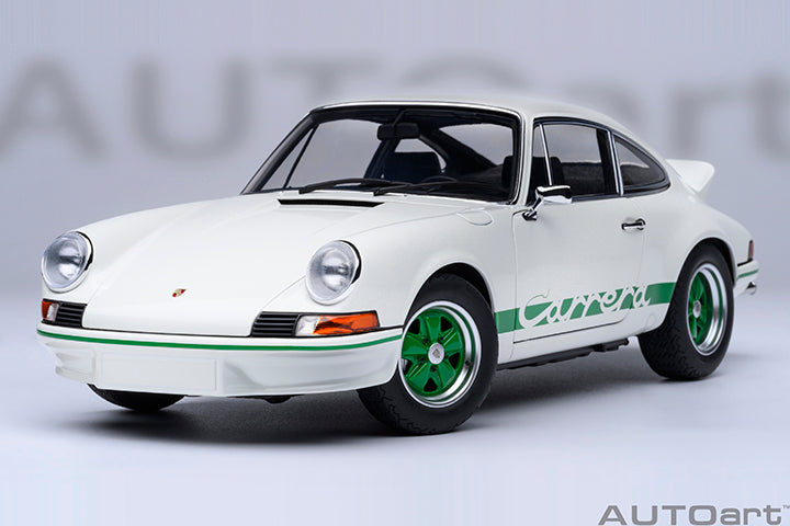 AUTOart Porsche 911 Carrera 2.7 RS Grand Prix White w/ Green Deco and Wheels 1:18
