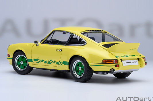 AUTOart Porsche 911 Carrera 2.7 RS Light Yellow w/ Green Deco and Wheels 1:18