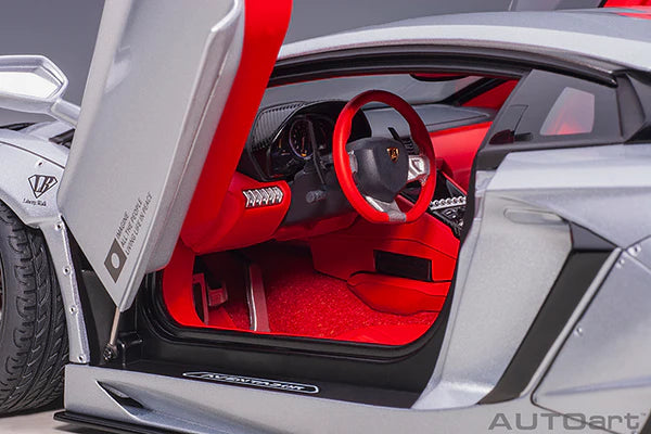 AUTOart Lamborghini Aventador Liberty Walk Limited Edition Matte Silver Metallic 1:18
