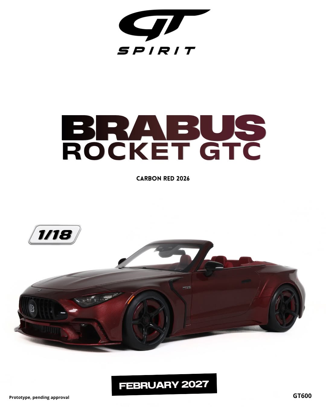 GT Spirit 2026 Mercedes Benz Brabus Rocket GTC Spyder Carbon Red 1:18