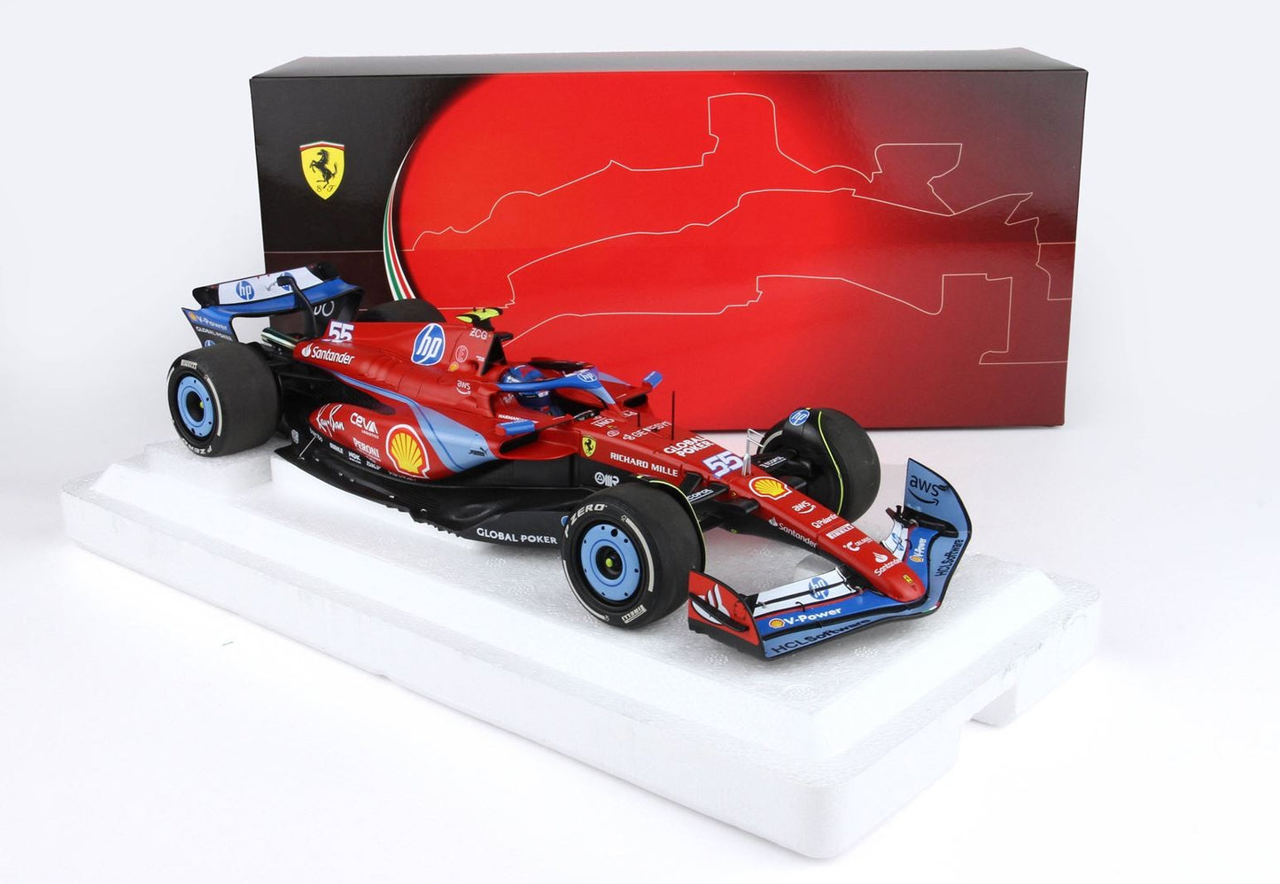 BBR Ferrari F1 SF-24 Team Scuderia #55 5th Miami GP 2024 (Sainz) Red 1:18