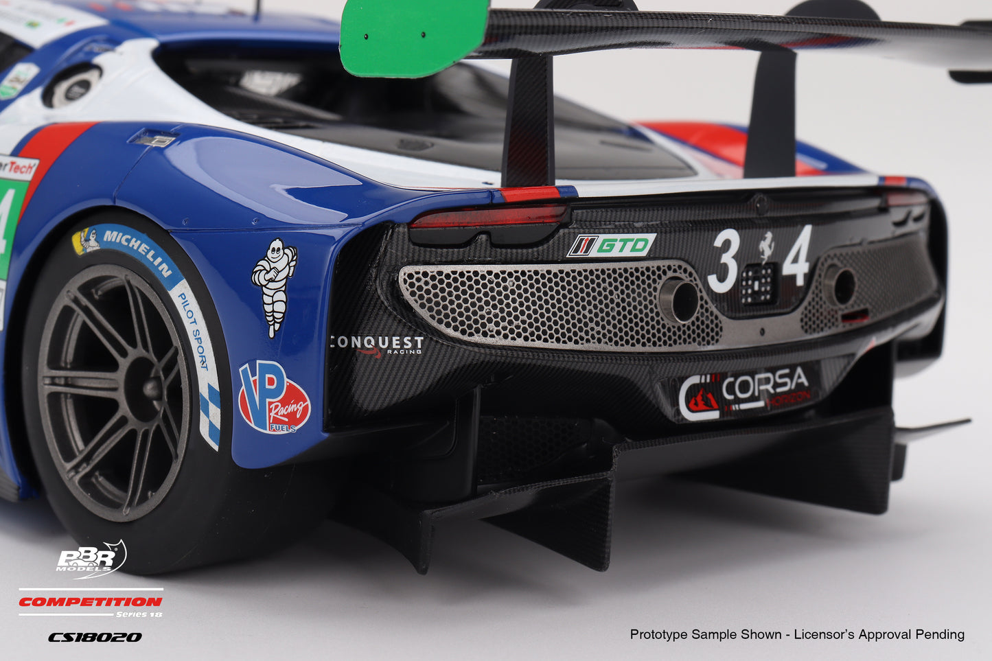 BBR Ferrari 296 GT3 #34 Conquest Racing 2025 IMSA Daytona 24 Hrs Blue 1:18 (Copy)