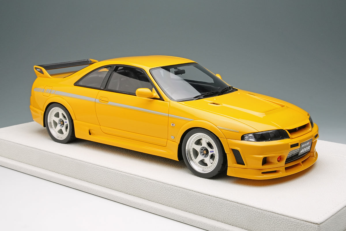 Make Up Co., Ltd / Eidolon 1996 Nissan Skyline 400R GT-R (BNR33) NISMO Yellow WITH DISPLAY 1:18