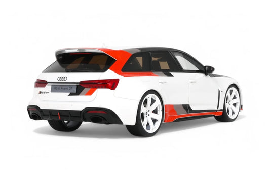 GT Spirit 2024 Audi RS6 Avant GT C8 Arkona White w/ Audisport Livery 1:18