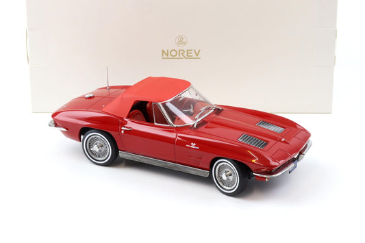 Norev 1963 Chevy Corvette C2 Stingray Cabriolet (Convertible) Riverside Red 1:18