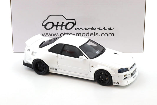 Otto 2019 Nissan Skyline GT-R R34 KRC Body Kit Pearl White QX1 1:18