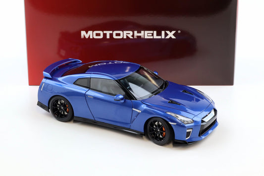 Motorhelix 2022 Nissan Skyline GT-R R35 Nismo Track Edition Wangan Blue 1:18