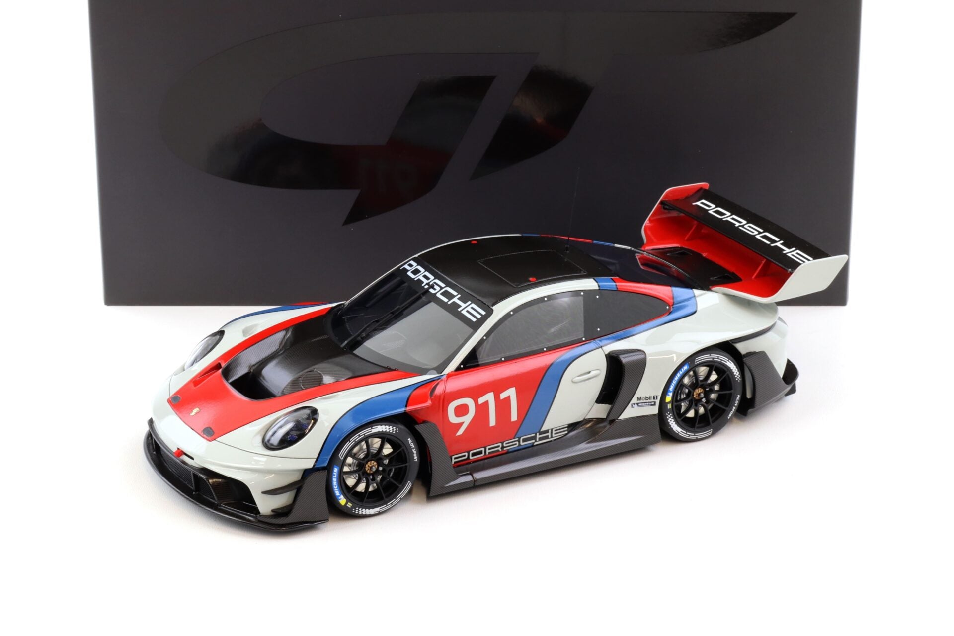 GT Spirit 2023 Porsche 911 992 GT3 R Rennsport White, Red, Blue 1