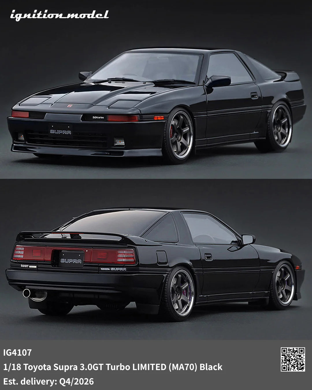 Ignition-Model Toyota Supra 3.0 GT Turbo LIMITED MK3 (A70) Black 1:18