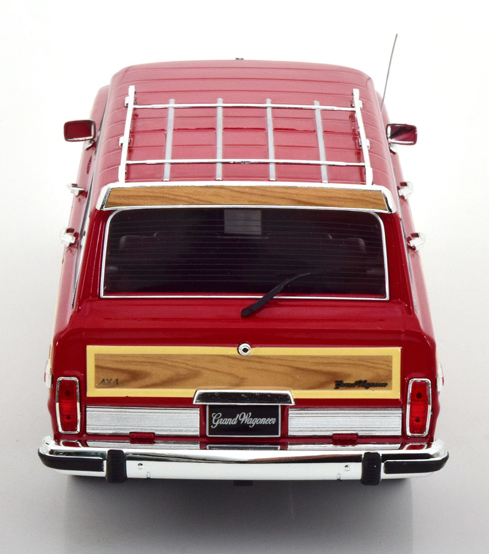 KK Scale 1989 Jeep Wagoneer Burgundy Red w/ Wood Grain 1:18