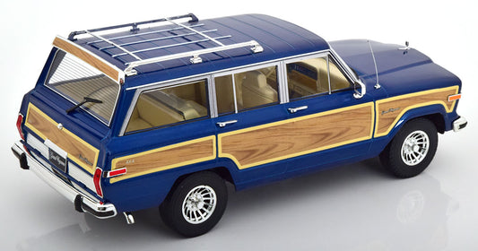 KK Scale 1989 Jeep Wagoneer Blue w/ Wood Grain 1:18