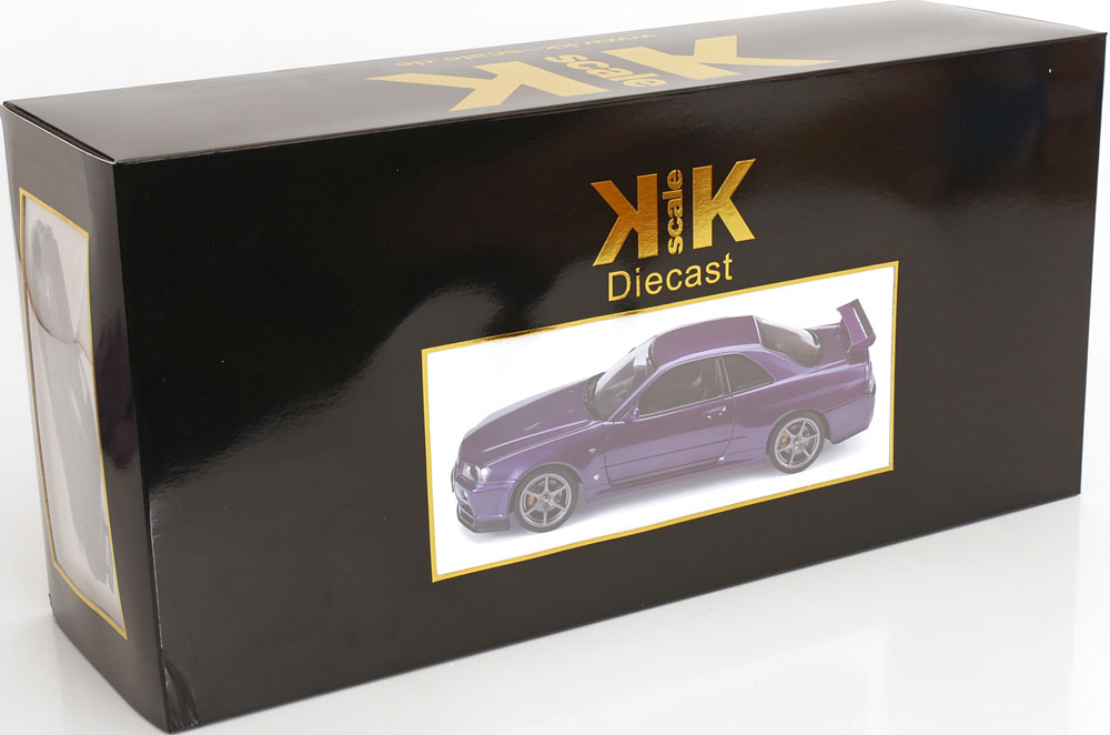 KK Scale 2001 Nissan Skyline GT-R R34 V-Spec II Midnight Purple 1:12
