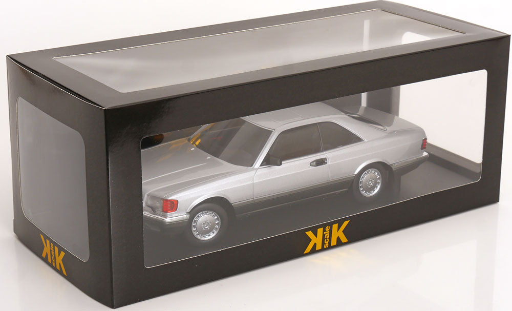 KK Scale 1985 Mercedes-Benz S Class 560 SEC (C126) Coupe Silver 2-Tone 1:18