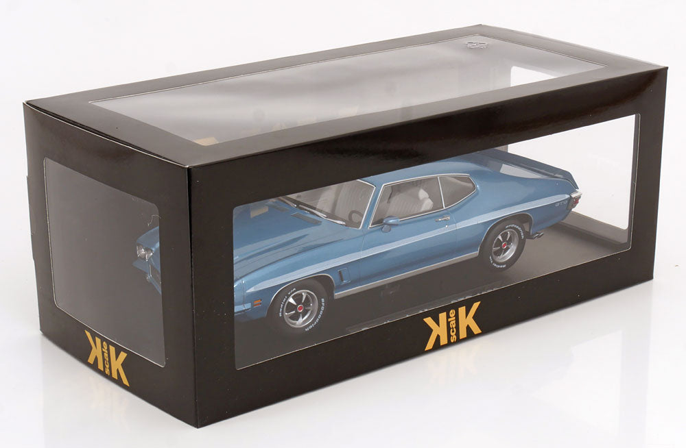 KK Scale 1972 Pontiac LeMans GTO Light Blue Metallic 1:18