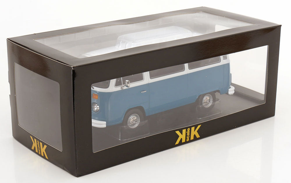 KK Scale 1972 Volkswagen T2b Minibus Blue & White 1:18