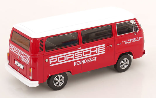 KK Scale 1972 Volkswagen T2b Minibus (Fuchs Wheels) Porsche Renndienst Red 1:18