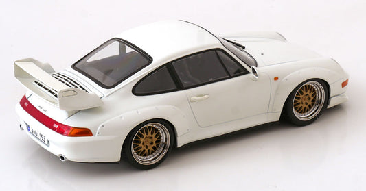 KK Scale 1996 Porsche 911 993 GT2 w/ Gold BBS Wheels White 1:18