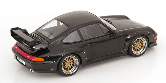 KK Scale 1996 Porsche 911 993 GT2 w/ Gold BBS Wheels Black 1:18