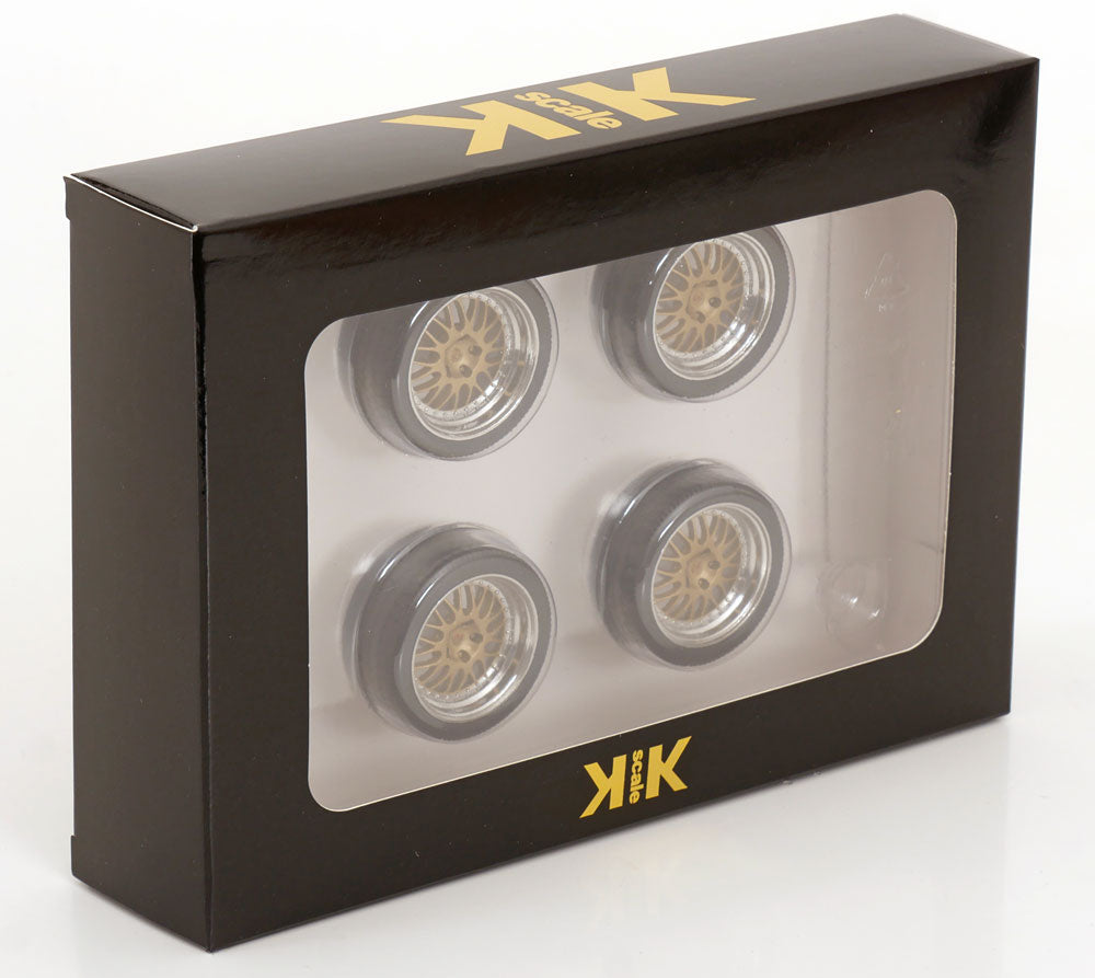 KK Scale BBS LM Gold Wheel and Tire Set 1:18