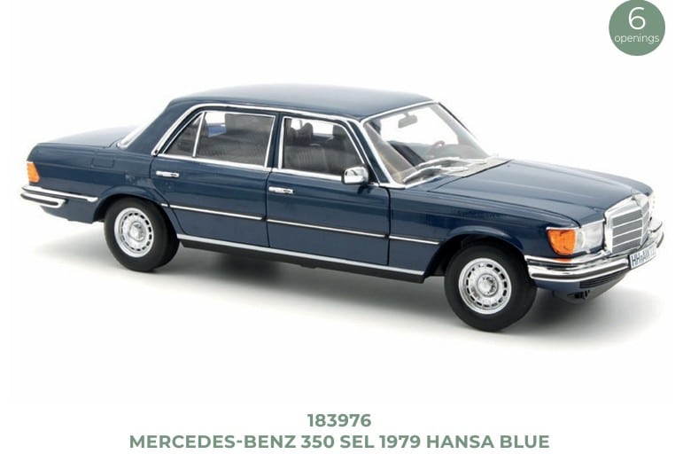 Norev 1979 Mercedes-Benz S-Class 350 SE (W116) Hansa Blue 1:18