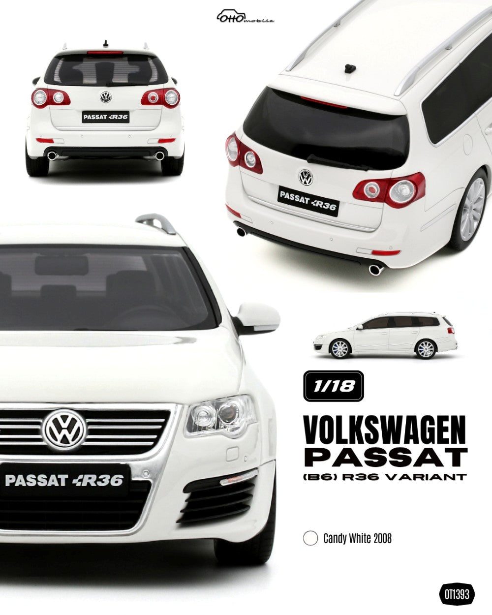 Otto 2008 Volkswagen Passat B6 Wagon R36 Candy White 1:18