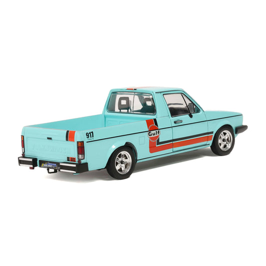 Solido 1982 Volkswagen MK 1 Caddy Pickup Oil Service Gulf Livery Blue 1:18