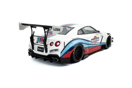 Solido 2024 Nissan GT-R (R35) W/ Liberty Walk Body Kit 2.0 Martini White 1:18