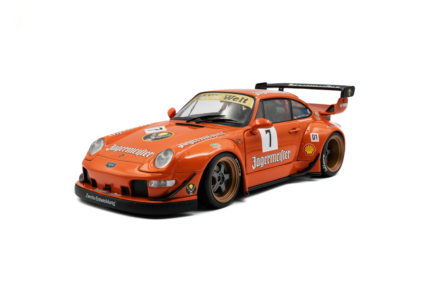 Solido 2020 Porsche 993 RWB Bodykit #7 Jagermeister Orange 1:18