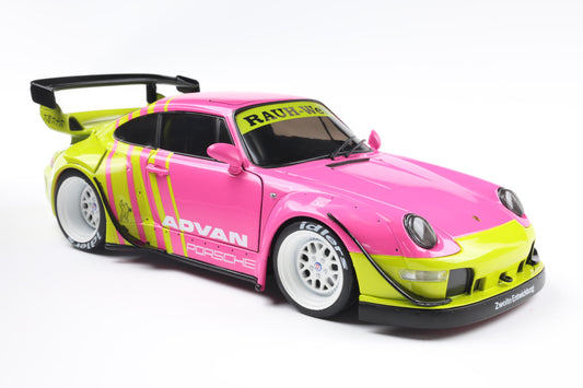 Solido 2024 Porsche 911 993 RWB Bodykit Pink & Yellow 1:18