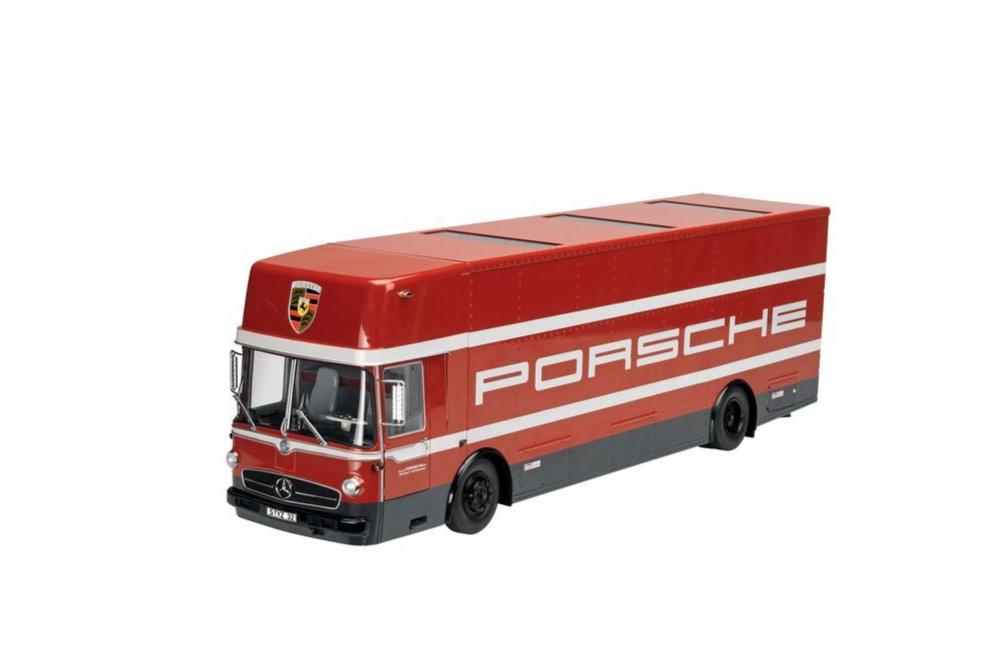 Schuco Mercedes O317 Porsche Livery Race Car Transporter Red 1:18