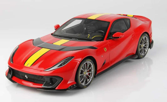 Bburago 2021 Ferrari 812 Competizione Rosso Corsa Red w/ Yellow Stripe 1:18