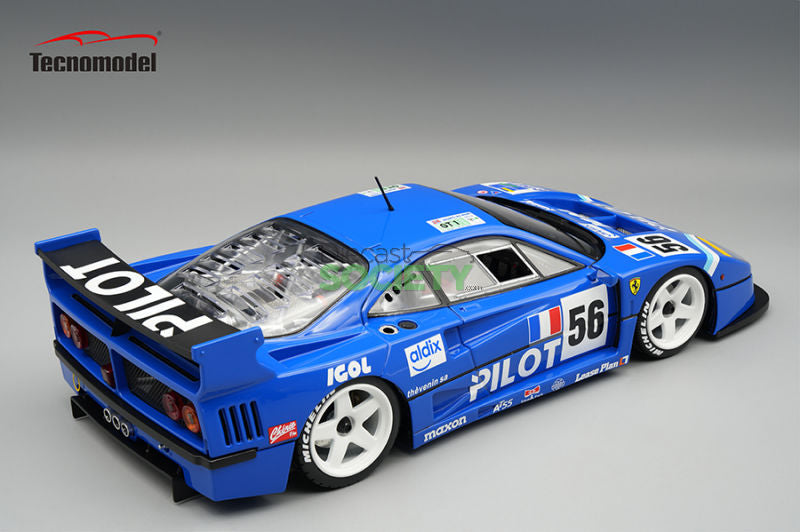 Tecnomodel Ferrari F40 LM 1996 Pilot Pen Racing #56 24hr Le Mans 1996 Blue w/ White Wheels 1:18